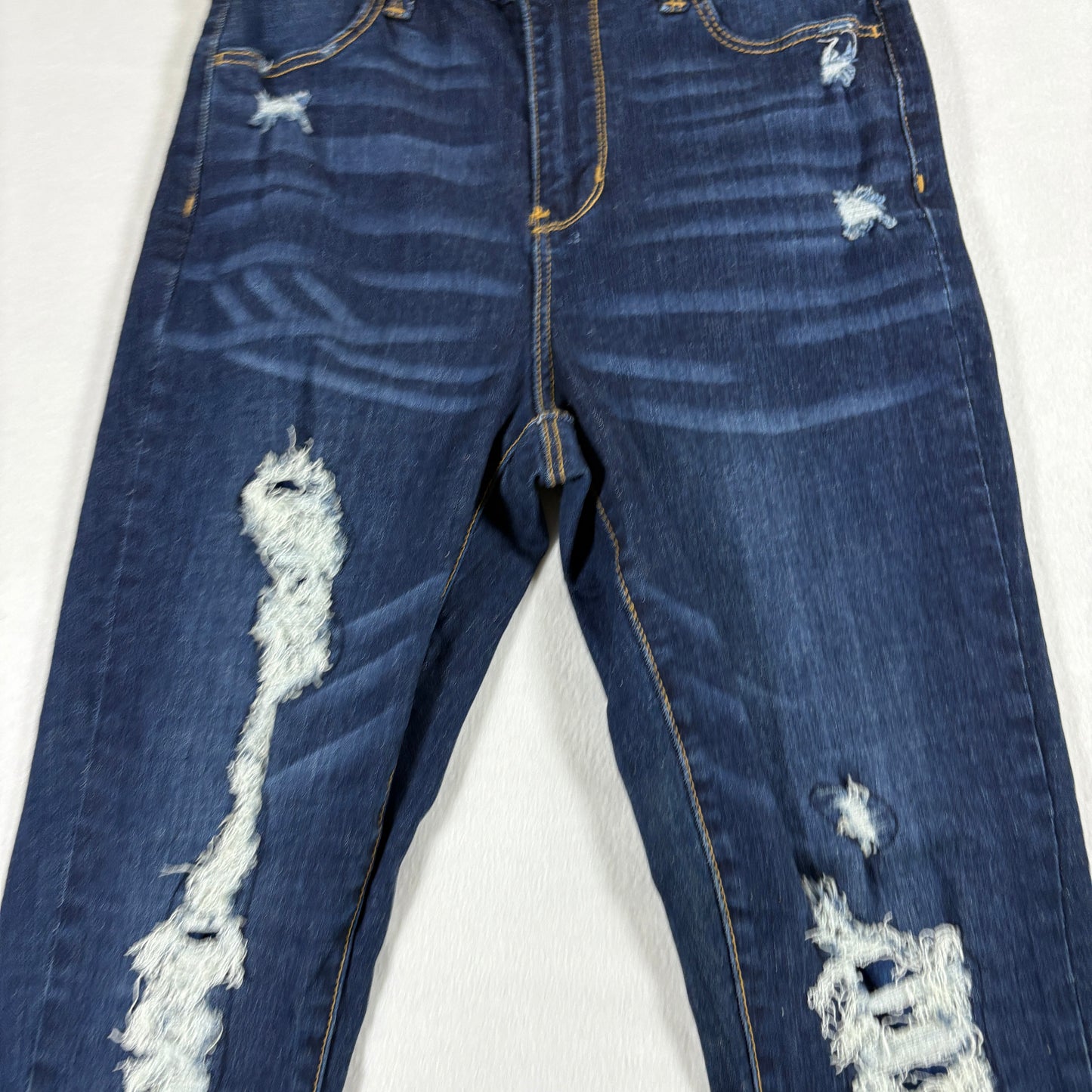 No Boundaries Womens Jeans 9 Dark Wash Distressed Ripped Denim Y2K Grunge Slim