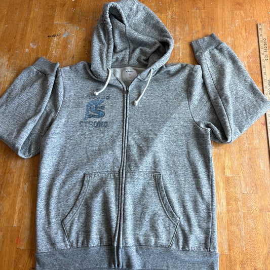 Old Navy Sherpa Lined Hoodie L Gray Full Zip Sweatshirt Fleece Jacket Warm