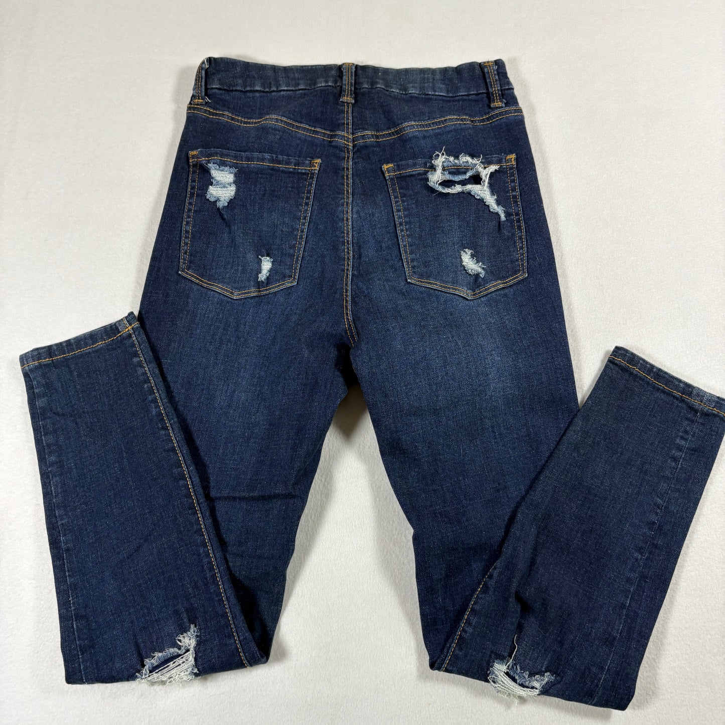 No Boundaries Womens Jeans 9 Dark Wash Distressed Ripped Denim Y2K Grunge Slim