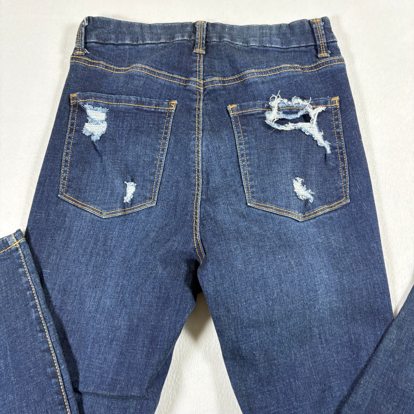 No Boundaries Womens Jeans 9 Dark Wash Distressed Ripped Denim Y2K Grunge Slim