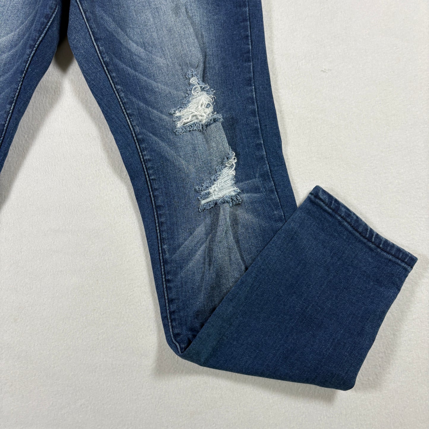 Classic Womens Jeans 7 Dark Wash Distressed Denim Slim Fit Y2K Vintage Stretch