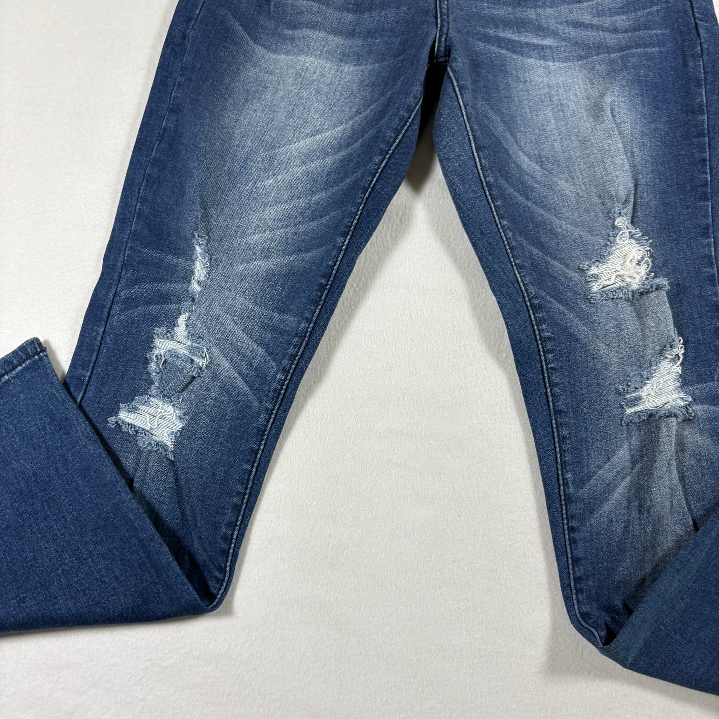 Classic Womens Jeans 7 Dark Wash Distressed Denim Slim Fit Y2K Vintage Stretch