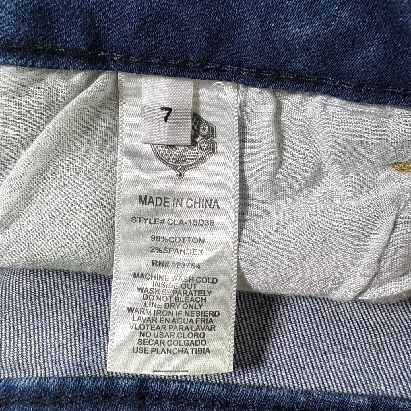 Classic Womens Jeans 7 Dark Wash Distressed Denim Slim Fit Y2K Vintage Stretch