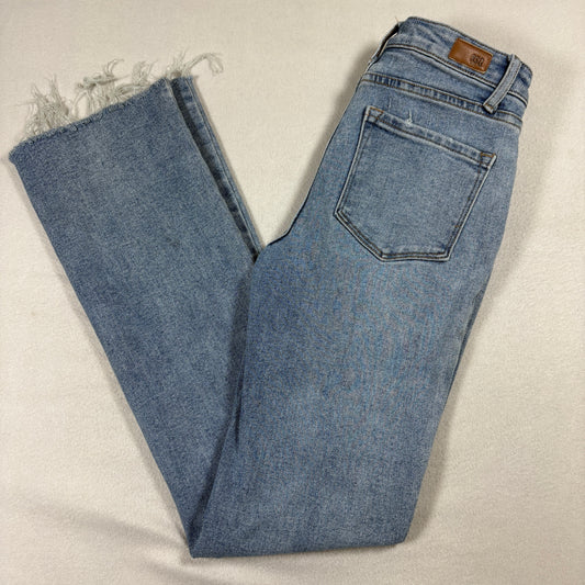 RSQ Jeans Womens 5/27 Mid Rise Bootcut Light Wash Frayed Hem Y2K Retro Denim