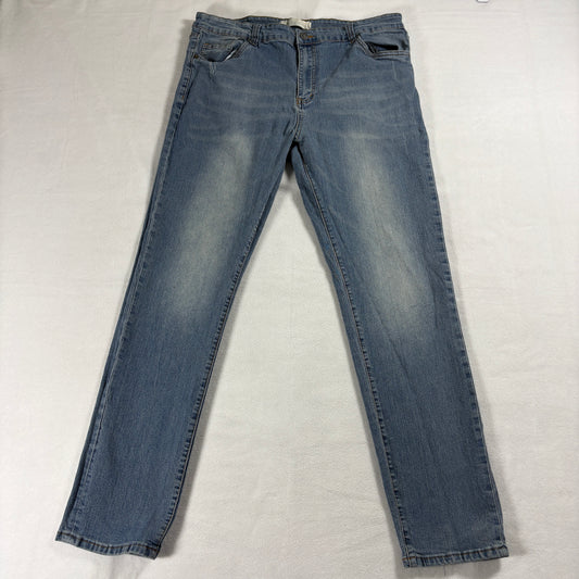 Stitches & Rivets Mens 38x32 Straight Leg Jeans Light Wash Stretch Denim
