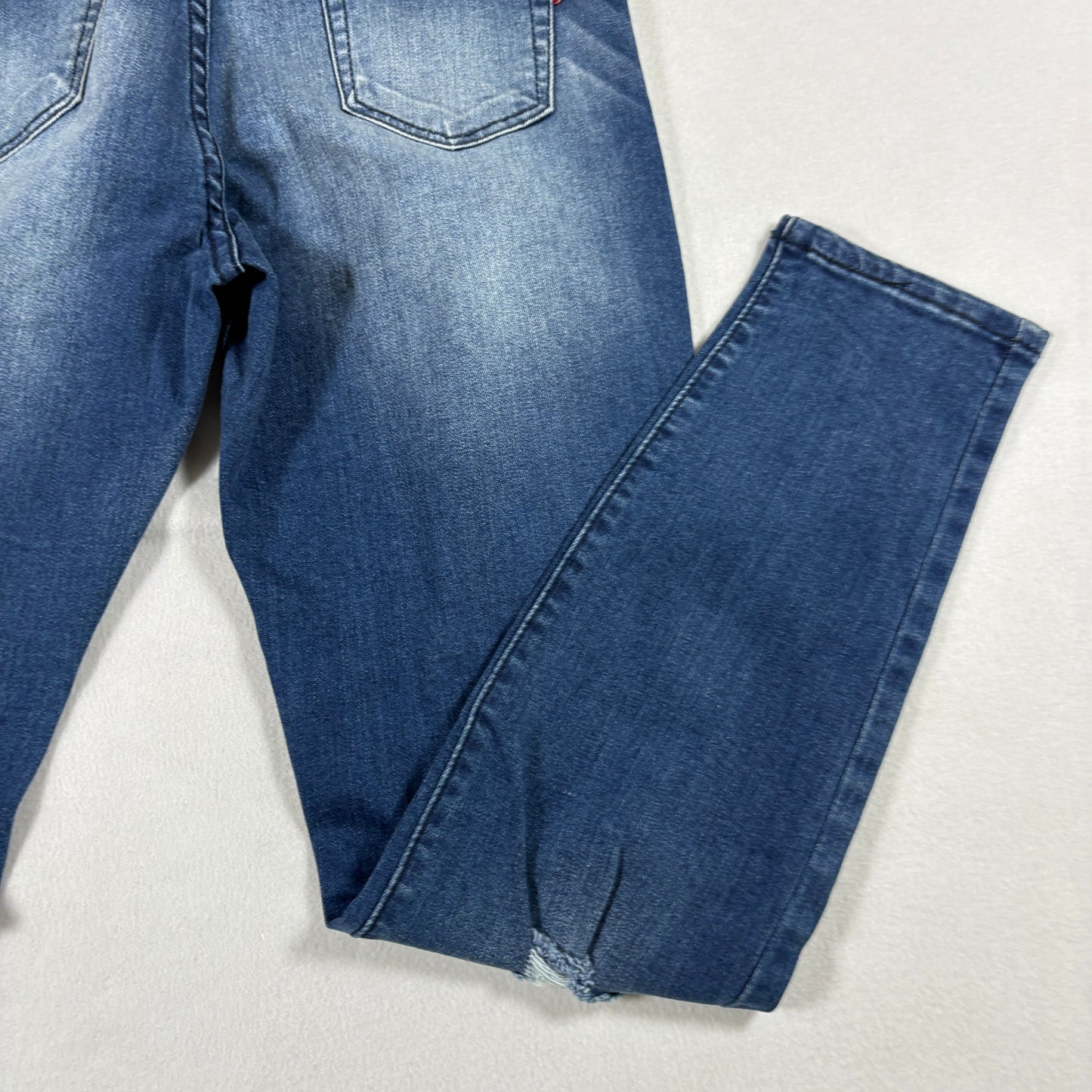 Classic Womens Jeans 7 Dark Wash Distressed Denim Slim Fit Y2K Vintage Stretch