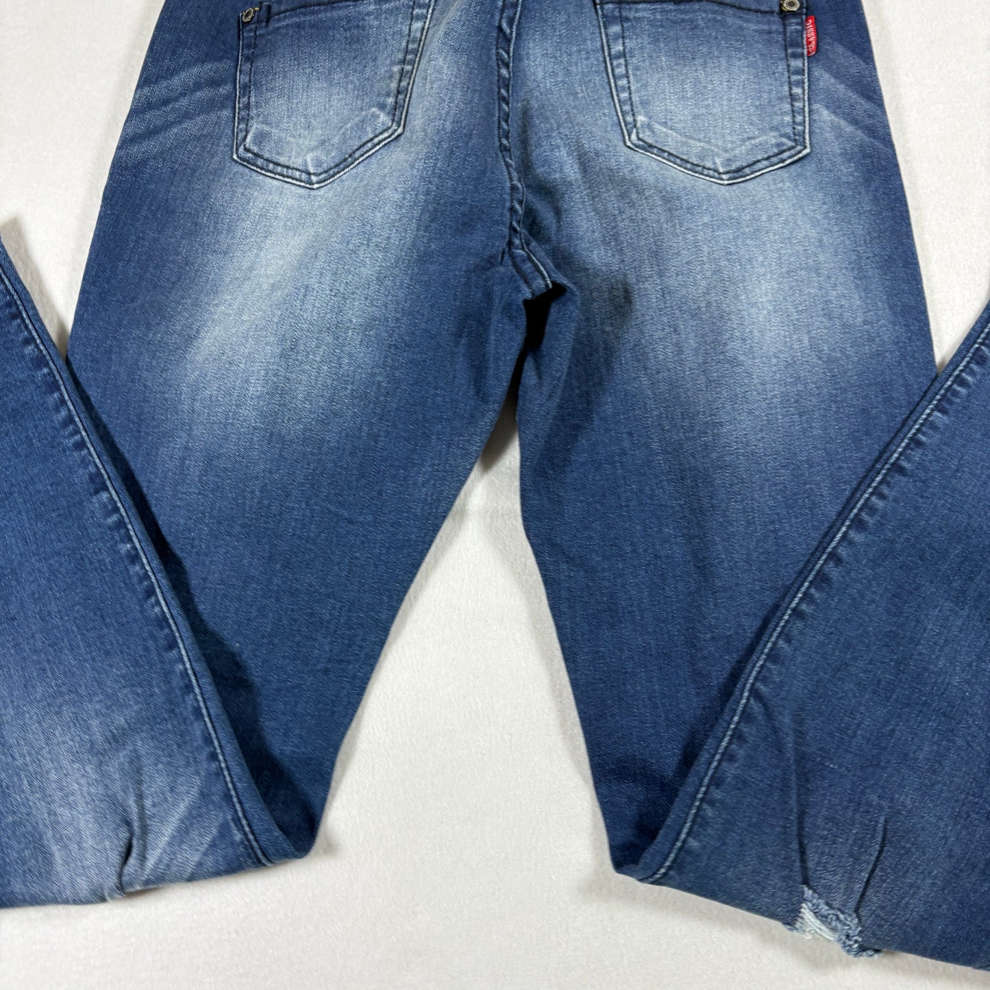 Classic Womens Jeans 7 Dark Wash Distressed Denim Slim Fit Y2K Vintage Stretch