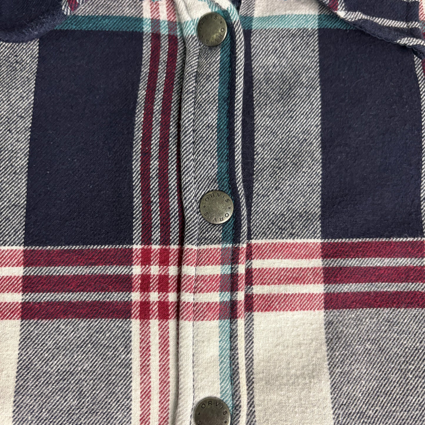 Orvis Men’s Plaid Shirt Jacket Large Flannel Lined Button Front Outdoor Classic