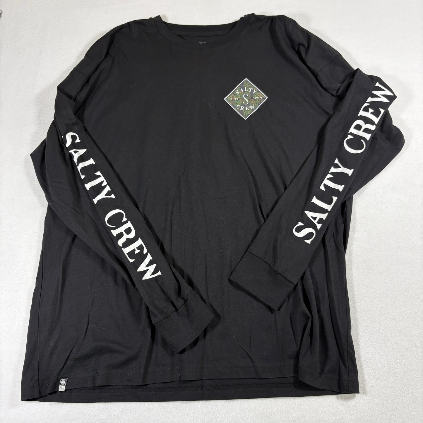 Salty Crew Mens Shirt 2XL Black Long Sleeve Graphic Logo Tee Surf Skate Streetwear