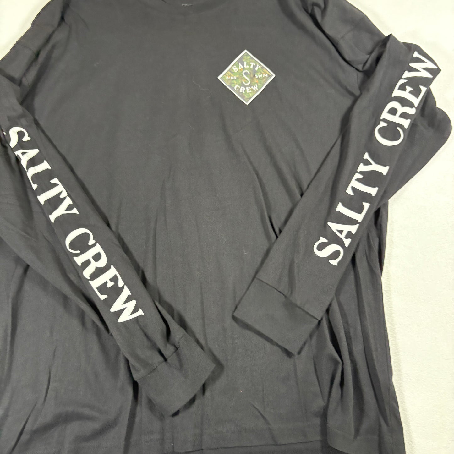 Salty Crew Mens Shirt 2XL Black Long Sleeve Graphic Logo Tee Surf Skate Streetwear
