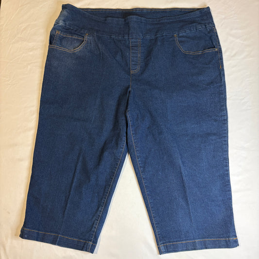 Baggy Pull On Stretch Denim Jeans Womens 20 2X Blue Plus Size Jeggings Capris