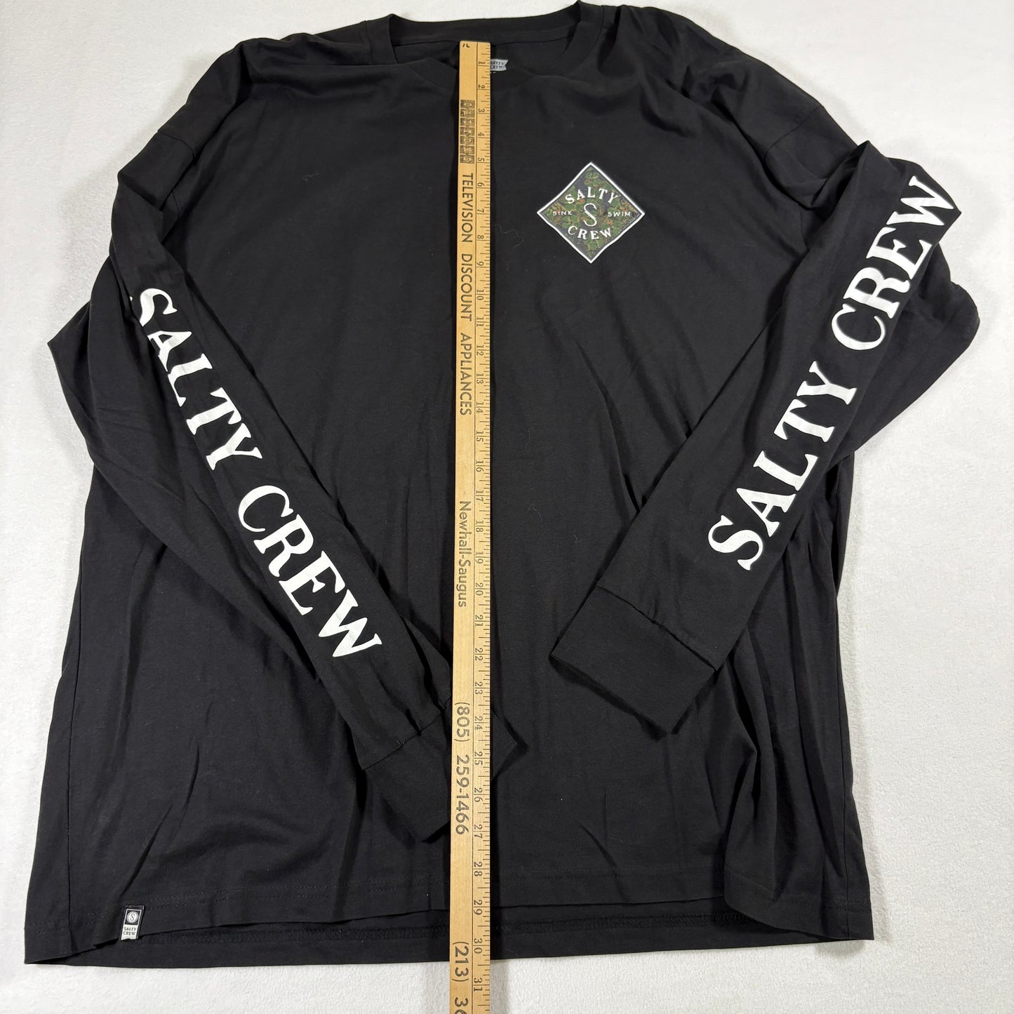 Salty Crew Mens Shirt 2XL Black Long Sleeve Graphic Logo Tee Surf Skate Streetwear