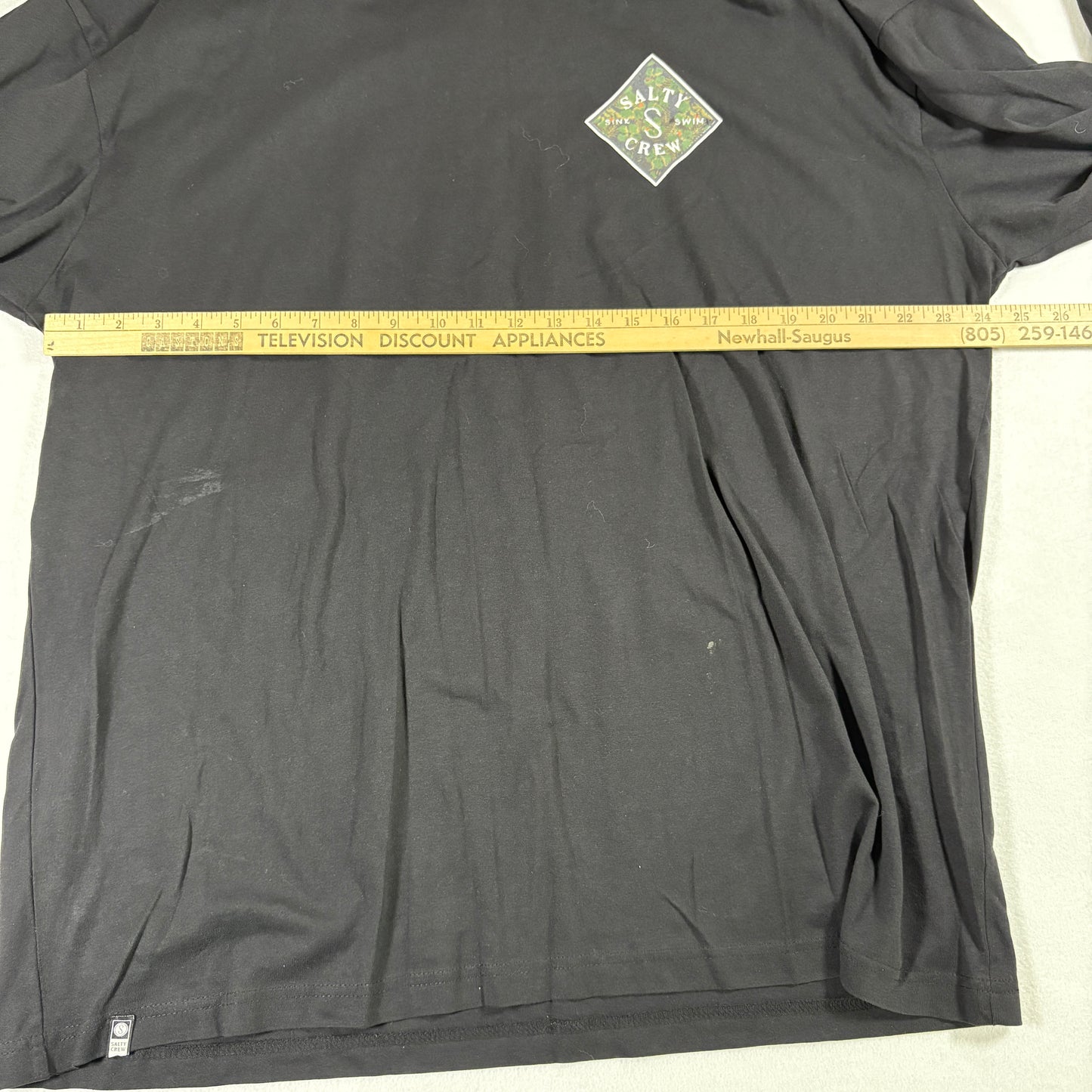 Salty Crew Mens Shirt 2XL Black Long Sleeve Graphic Logo Tee Surf Skate Streetwear