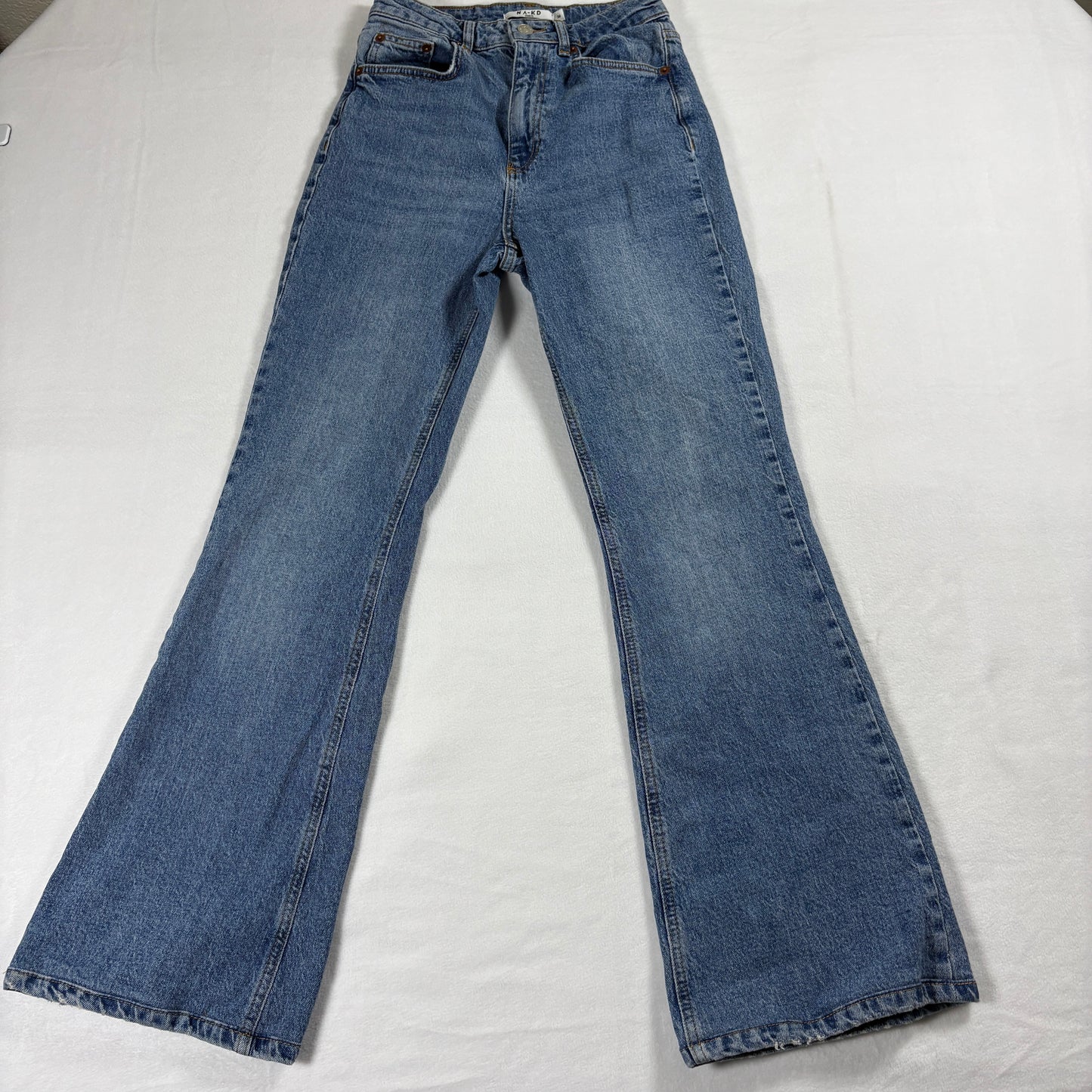 NA-KD Jeans Womens 36 Blue Wash Vintage Y2K Straight Leg Retro Denim Fit 90s EU!