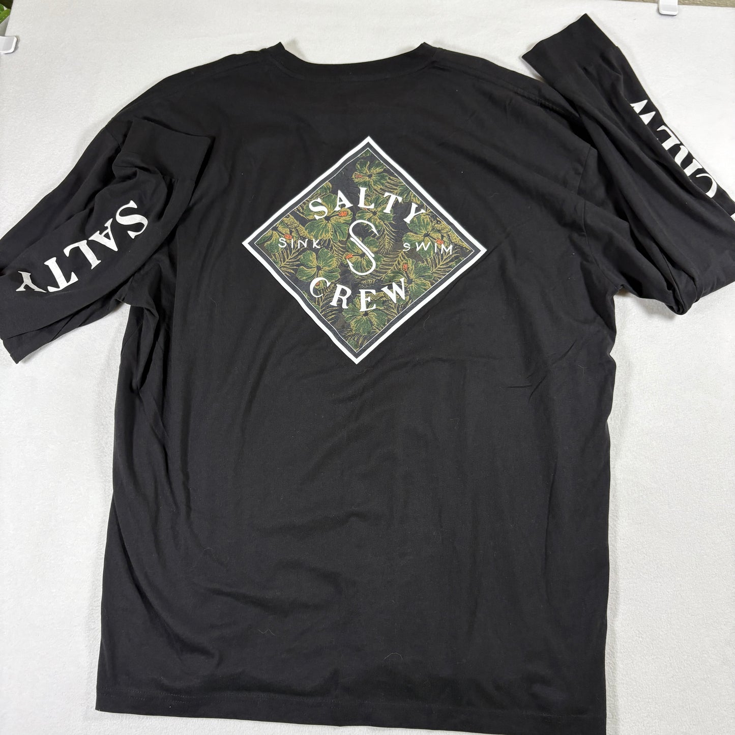 Salty Crew Mens Shirt 2XL Black Long Sleeve Graphic Logo Tee Surf Skate Streetwear