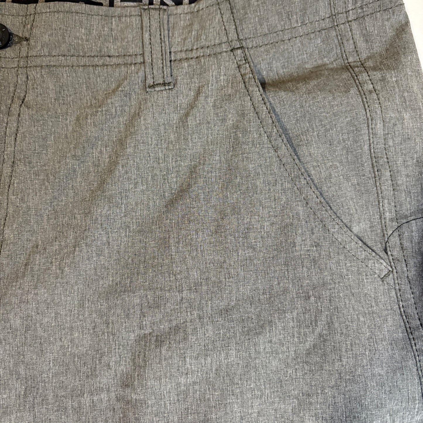 Mens Gray Hybrid Board Shorts Size 36 Swim Trunks Casual Quick Dry Golf Walking