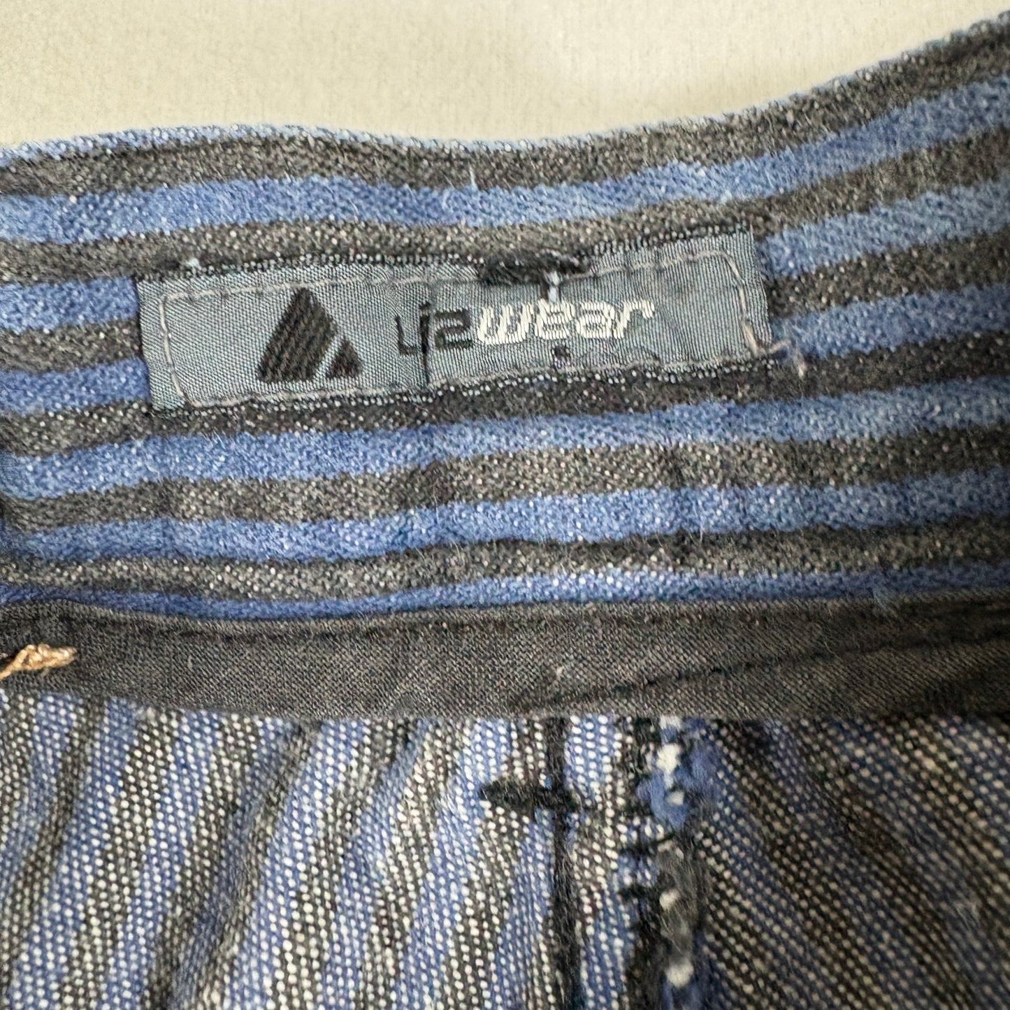 Lizwear Womens Vintage Jeans 12 Blue Black Stripe High Rise 90s Y2K Grunge Denim