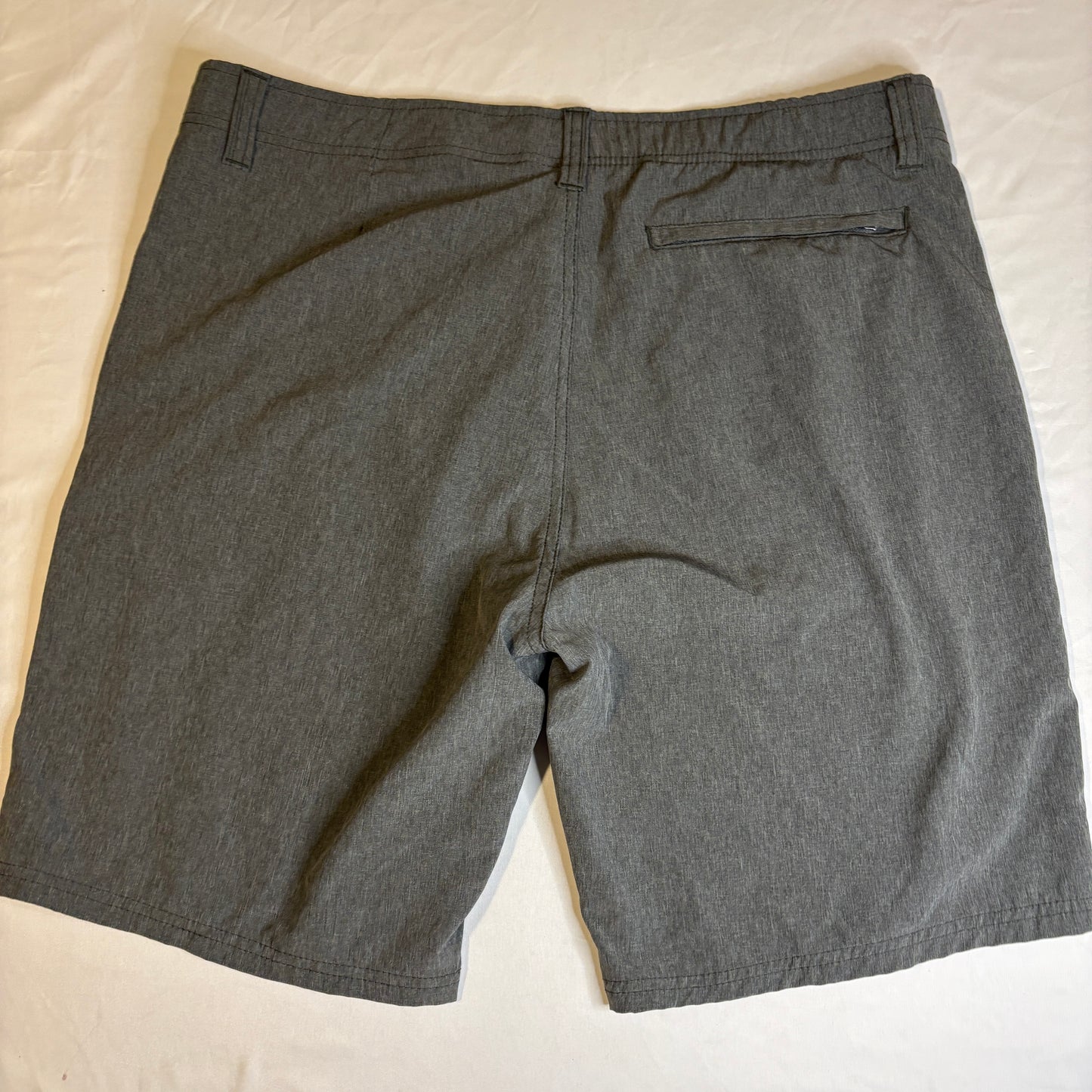 Mens Gray Hybrid Board Shorts Size 36 Swim Trunks Casual Quick Dry Golf Walking