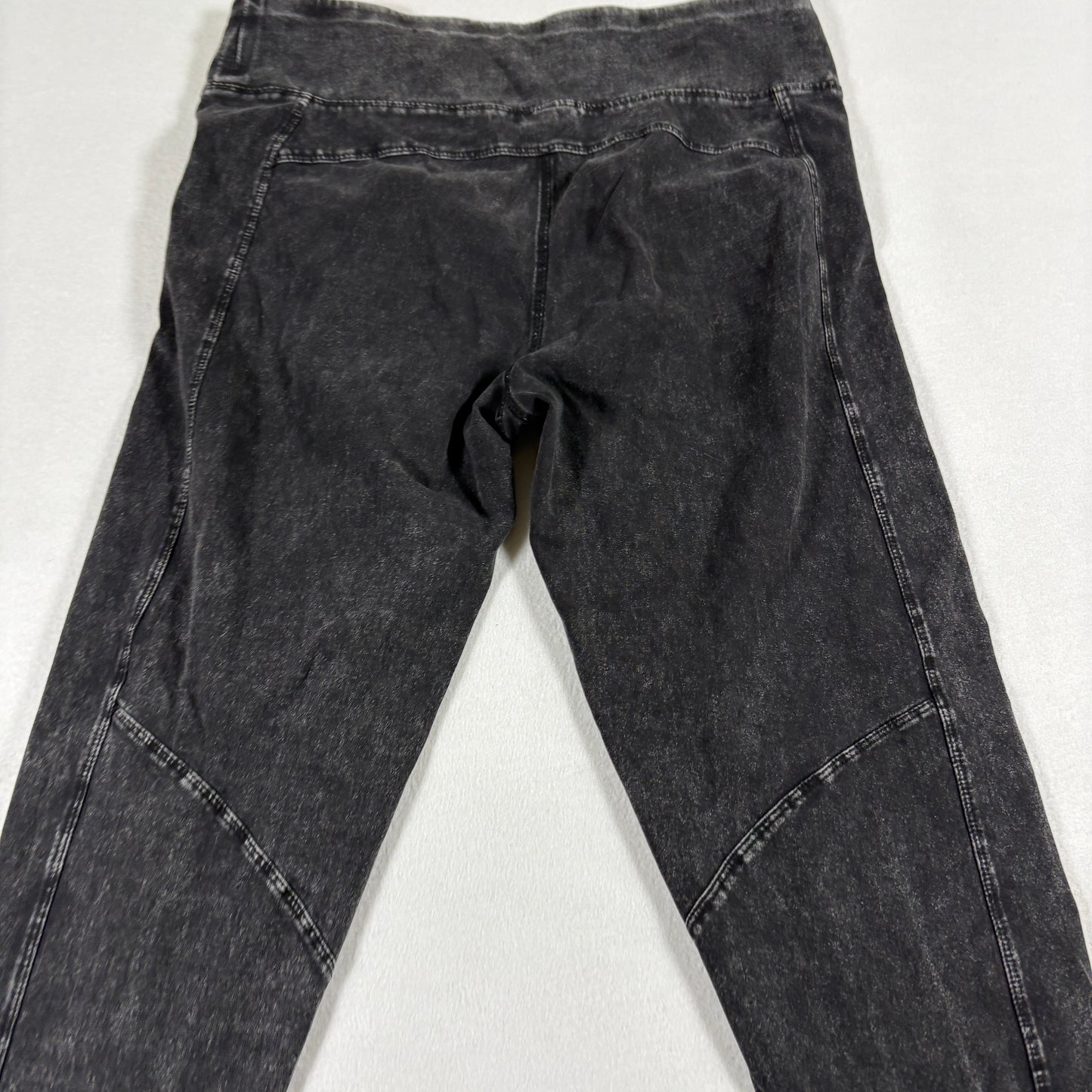 Tommy Hilfiger Womens Black Acid Wash Leggings Large Y2K 90s Grunge Stretch