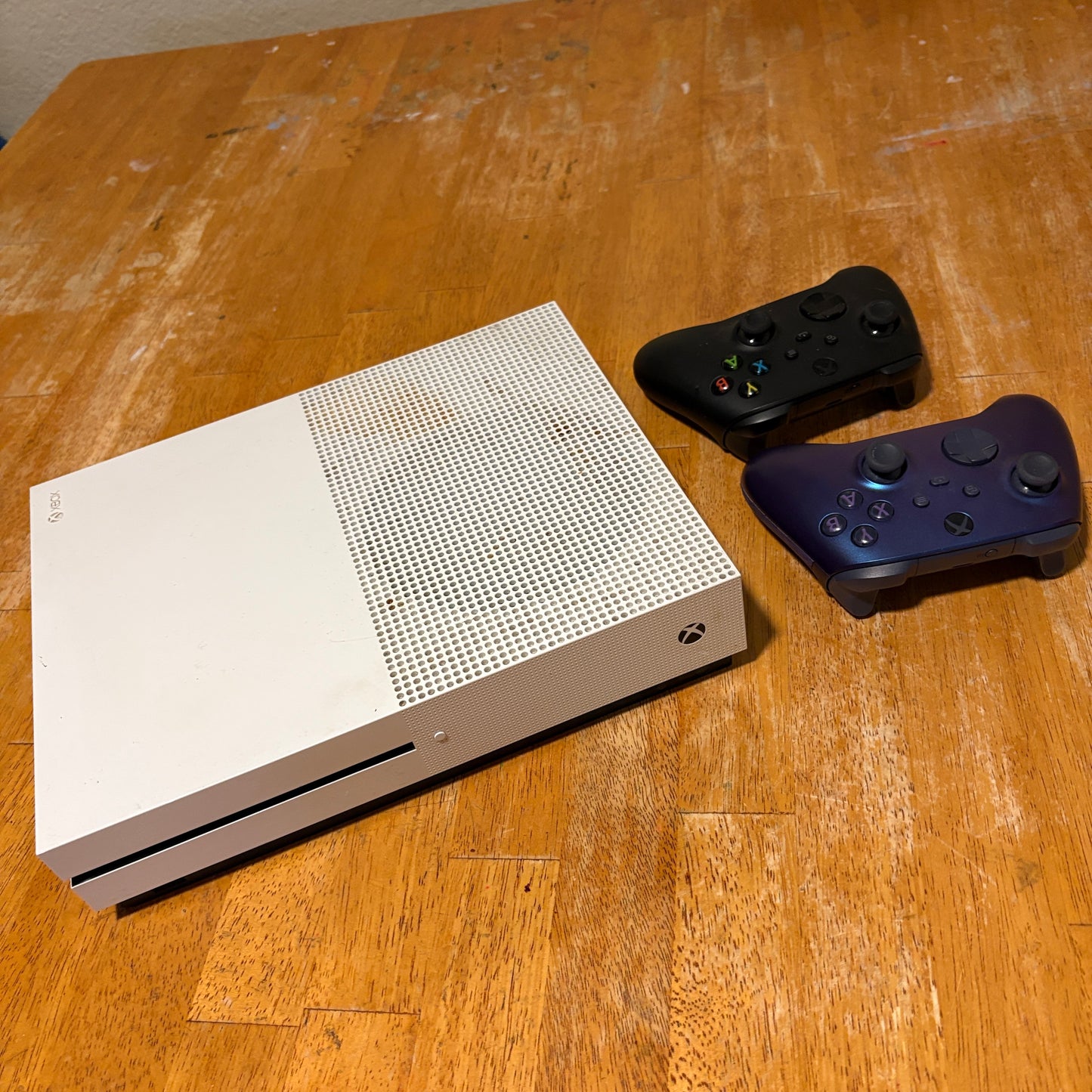 Xbox One S Console 500GB White Bundle 2 Wireless Controllers Tested No Cord Works