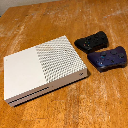 Xbox One S Console 500GB White Bundle 2 Wireless Controllers Tested No Cord Works