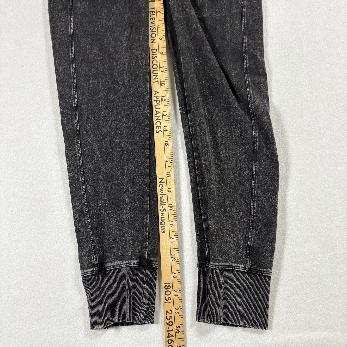 Tommy Hilfiger Womens Black Acid Wash Leggings Large Y2K 90s Grunge Stretch
