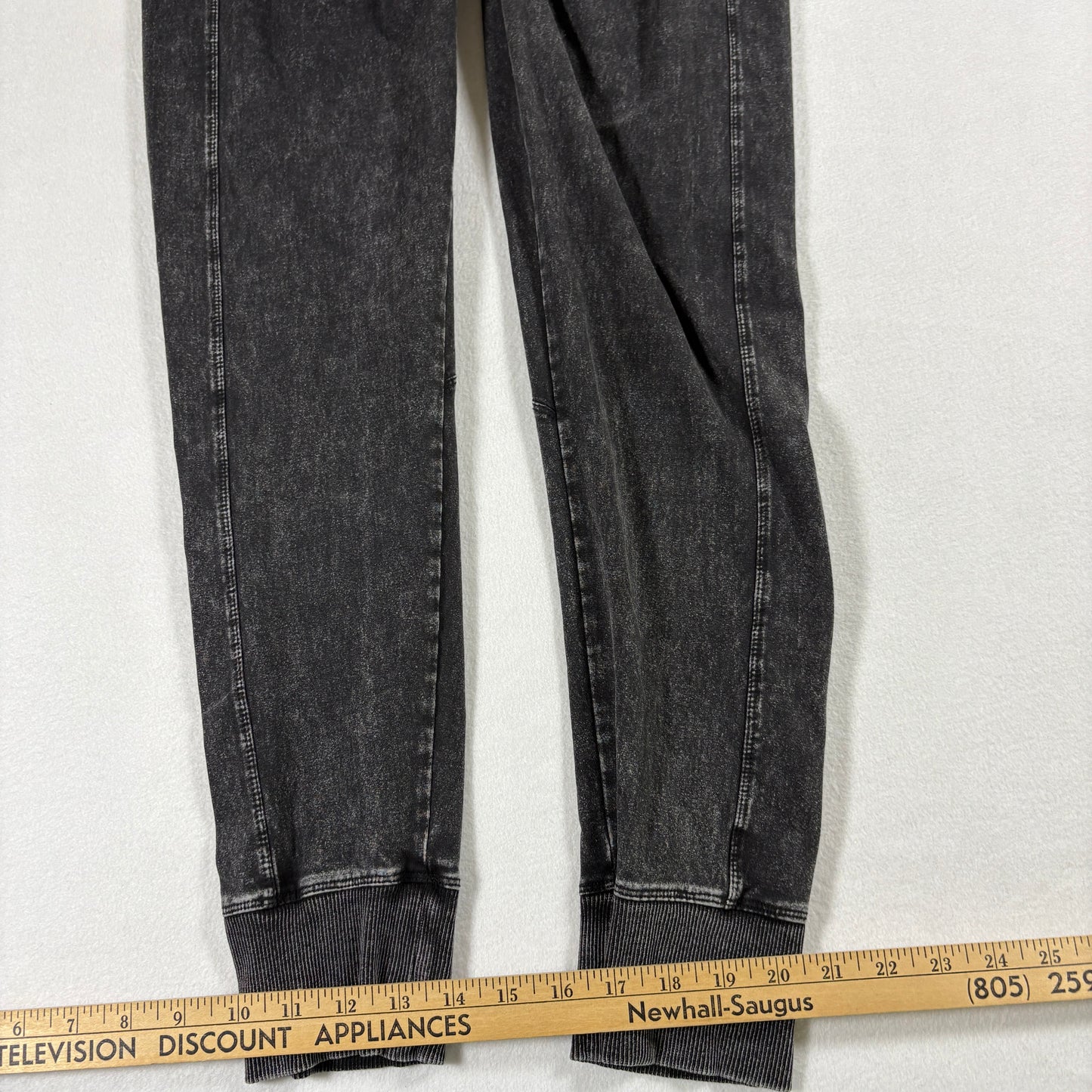 Tommy Hilfiger Womens Black Acid Wash Leggings Large Y2K 90s Grunge Stretch