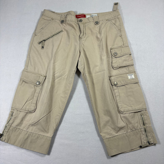 Unionbay Cargo Capri Pants Womens 13 Khaki Utility Pockets Y2K Streetwear