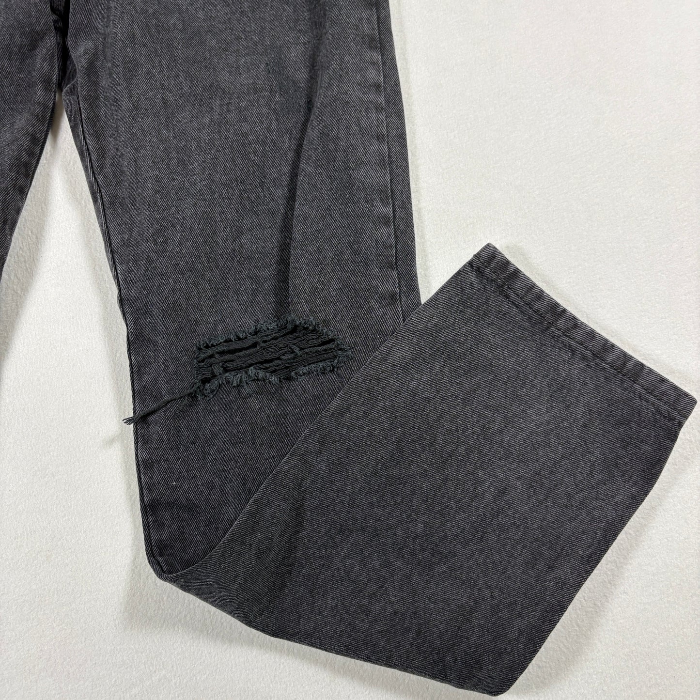 Cotton On Womens Black Distressed Jeans 8 US Long Straight Y2K 90s Grunge