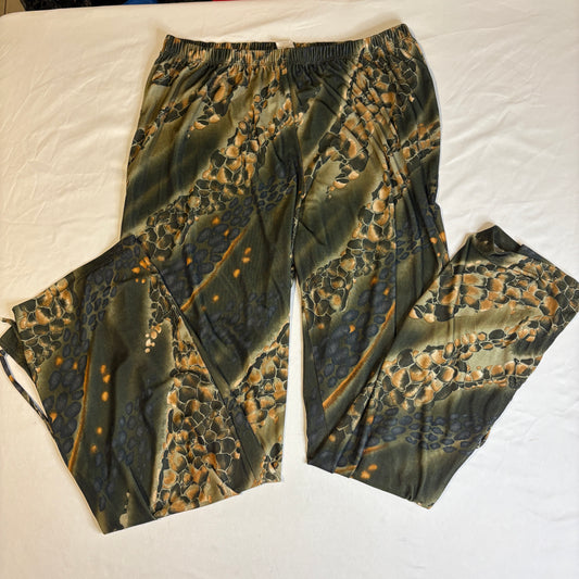 Baggy Wide Leg Lounge Pants Womens XL Abstract Print Boho Bohemian Drawstring Hem