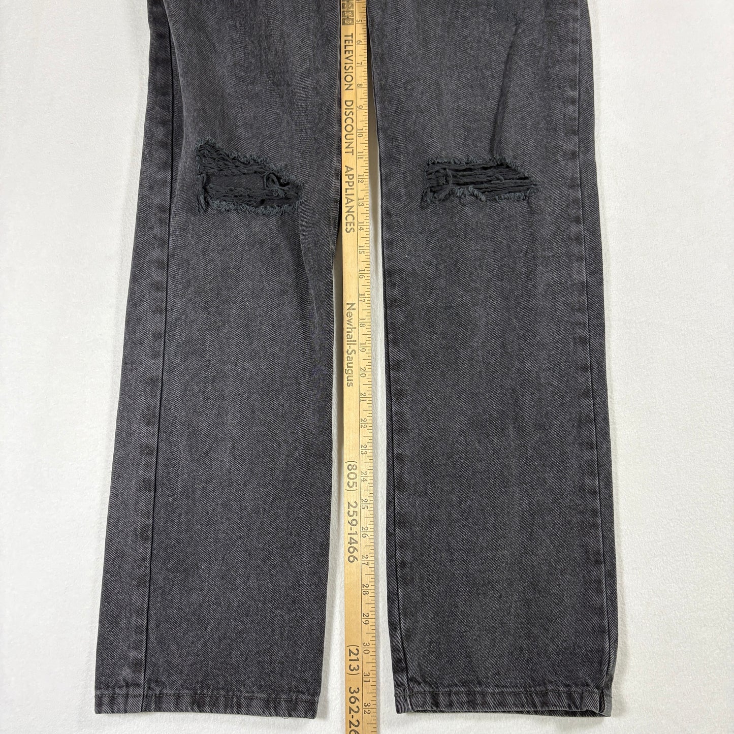 Cotton On Womens Black Distressed Jeans 8 US Long Straight Y2K 90s Grunge