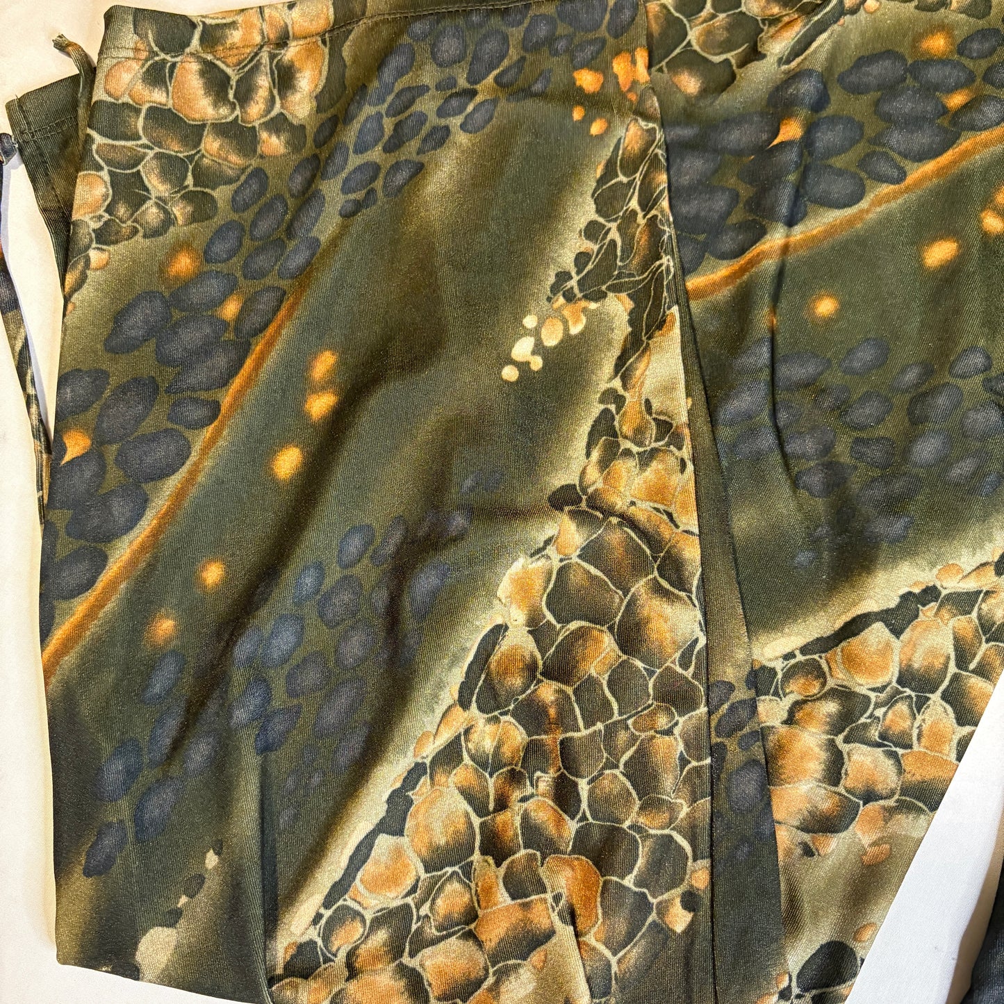Baggy Wide Leg Lounge Pants Womens XL Abstract Print Boho Bohemian Drawstring Hem