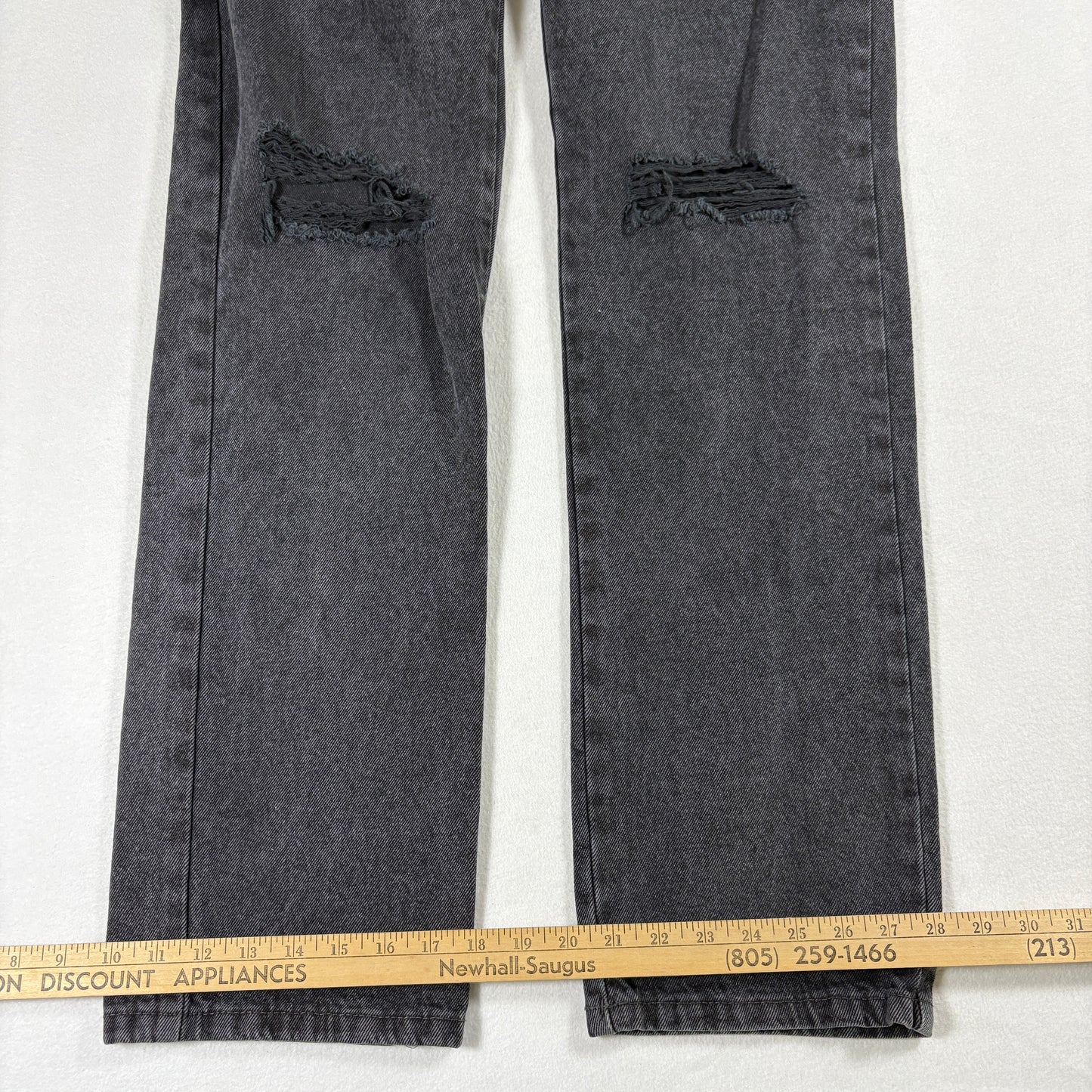 Cotton On Womens Black Distressed Jeans 8 US Long Straight Y2K 90s Grunge