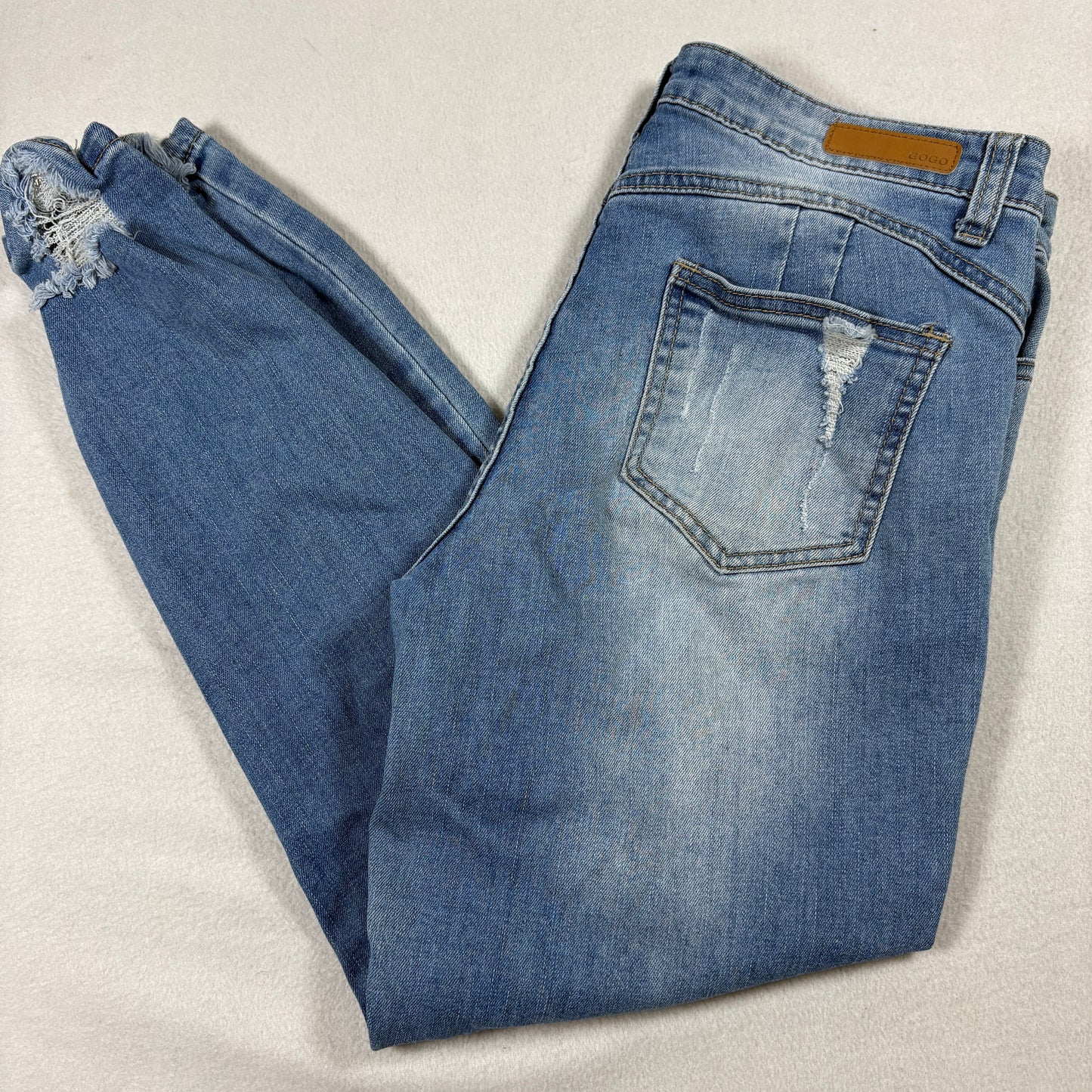 Gogo Jeans Womens 5 Distressed Light Wash Skinny Denim Ripped Y2K Streetwear