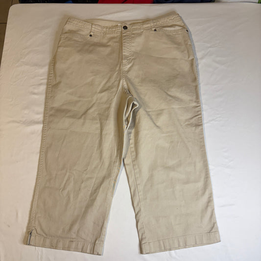 Baggy First Issue Liz Claiborne Khaki Pants Womens 14 Beige Stretch Wide Leg Casual