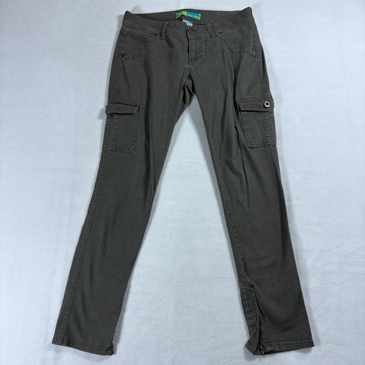 Tyte Cute Jeans Womens 9 Gray Cargo Flare Pants Stretch Utility Zipper Hem