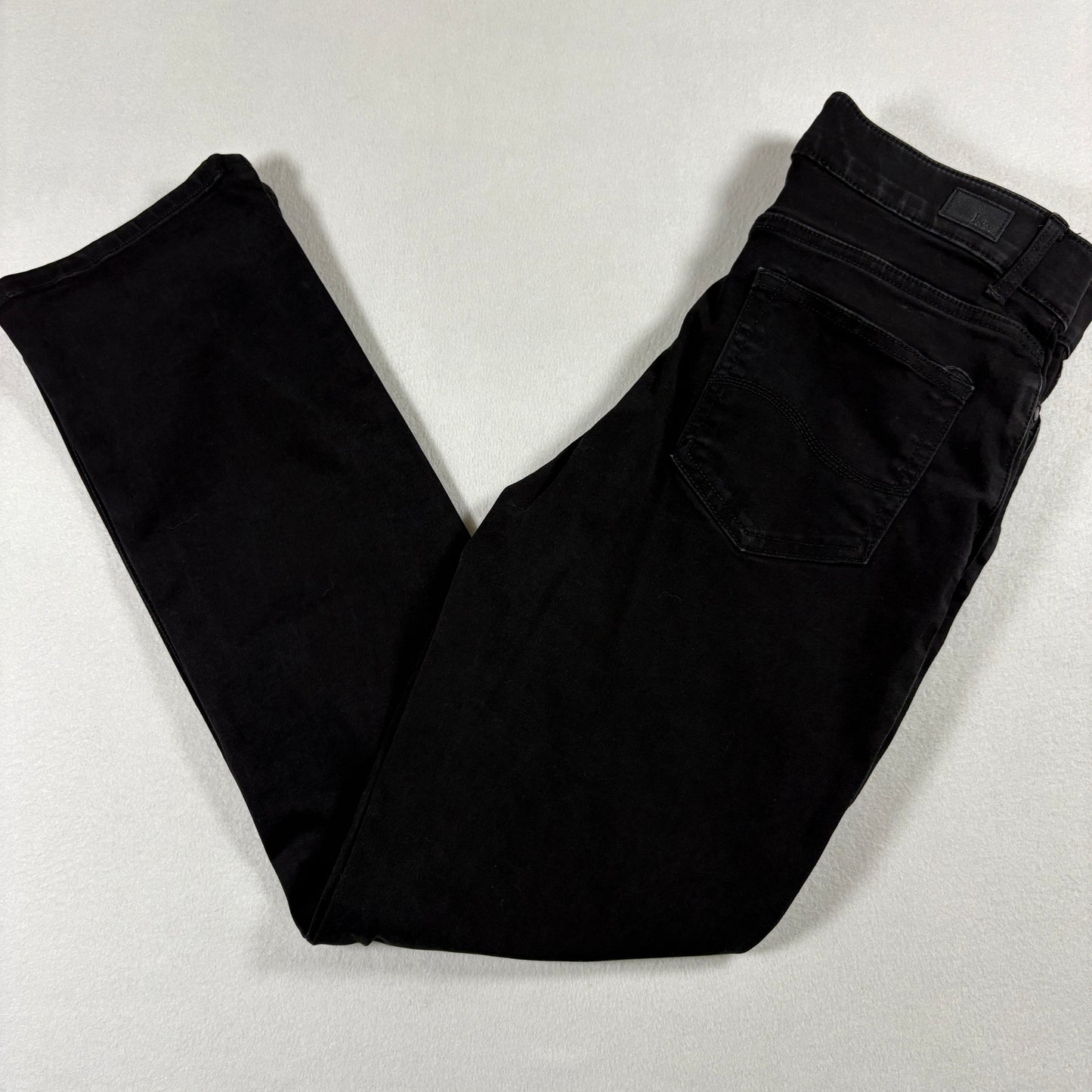 Lee Womens Black Straight Leg Jeans 8 Short Flex Motion Mid Rise Stretch