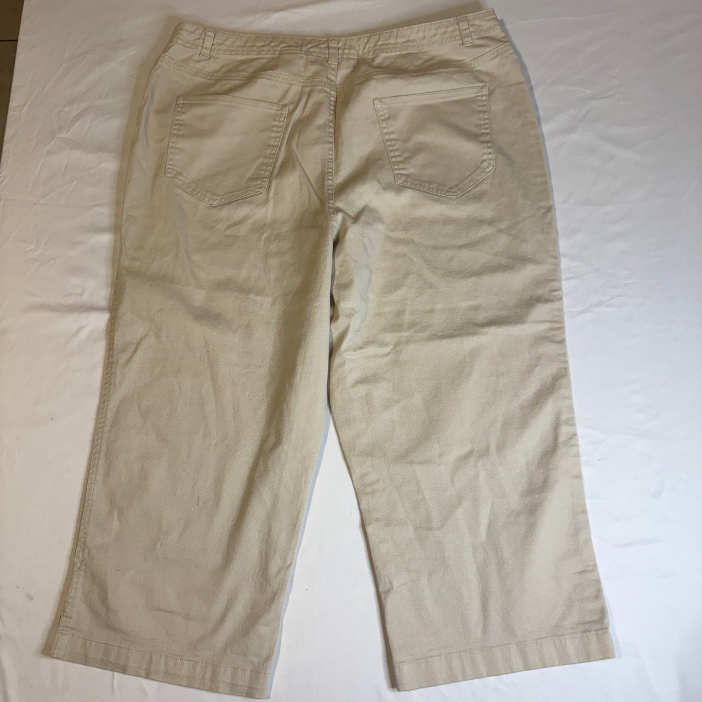 Baggy First Issue Liz Claiborne Khaki Pants Womens 14 Beige Stretch Wide Leg Casual
