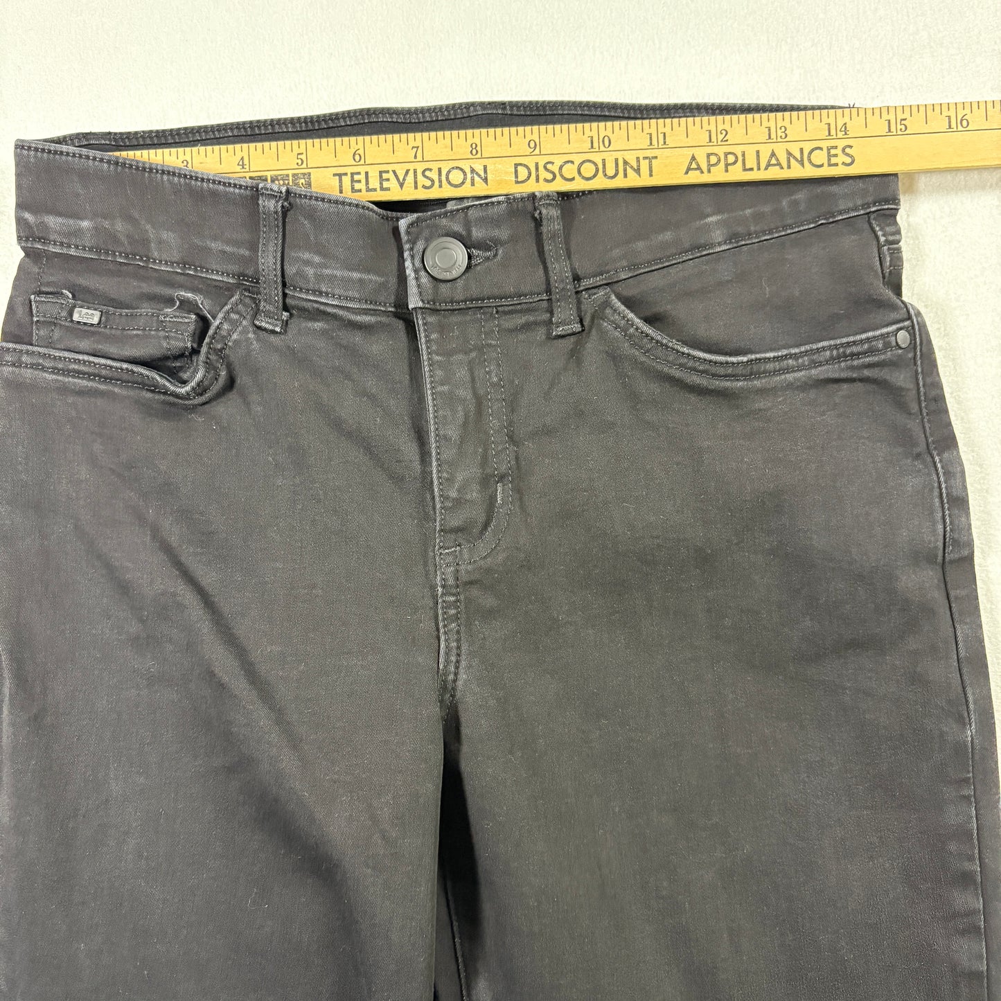 Lee Womens Black Straight Leg Jeans 8 Short Flex Motion Mid Rise Stretch