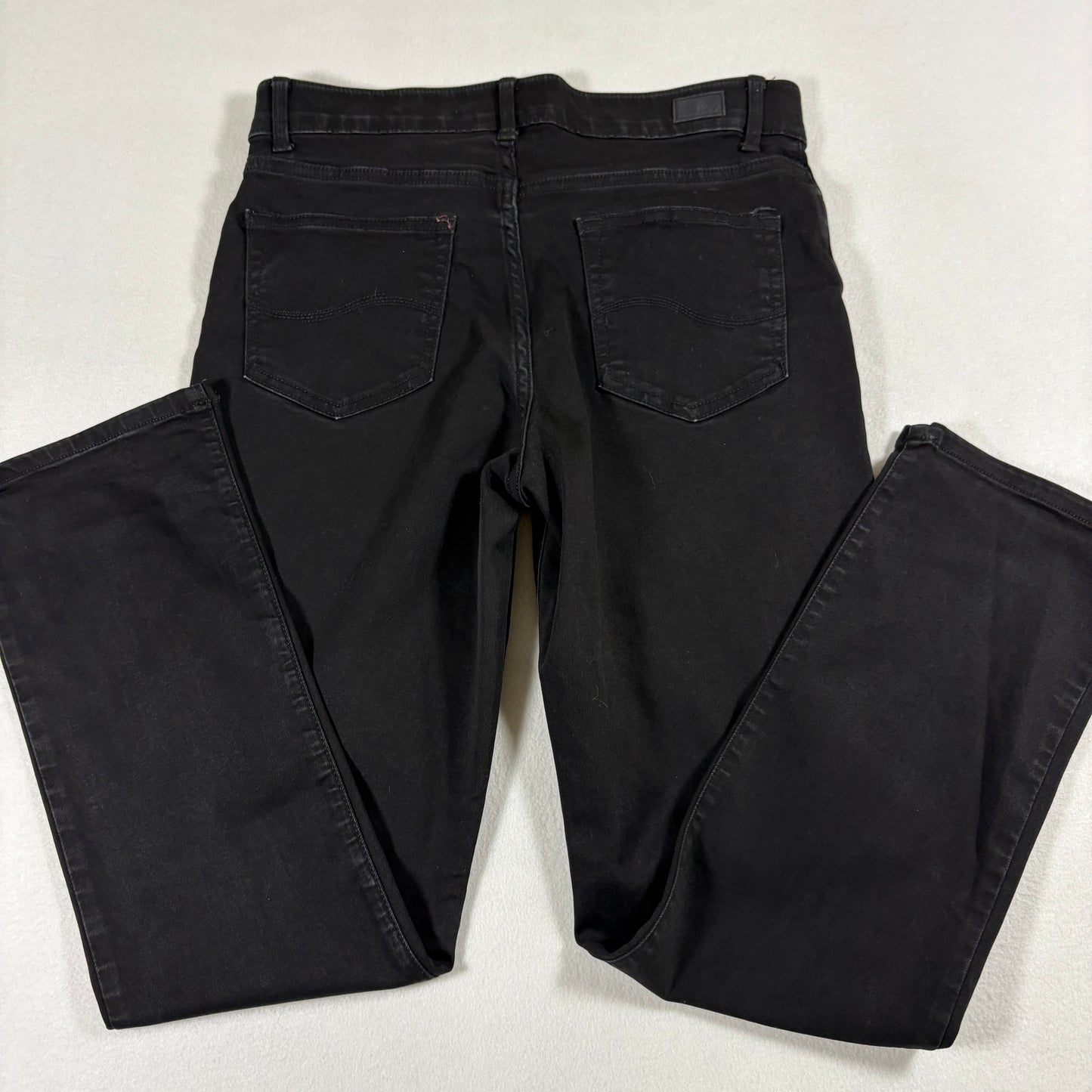 Lee Womens Black Straight Leg Jeans 8 Short Flex Motion Mid Rise Stretch