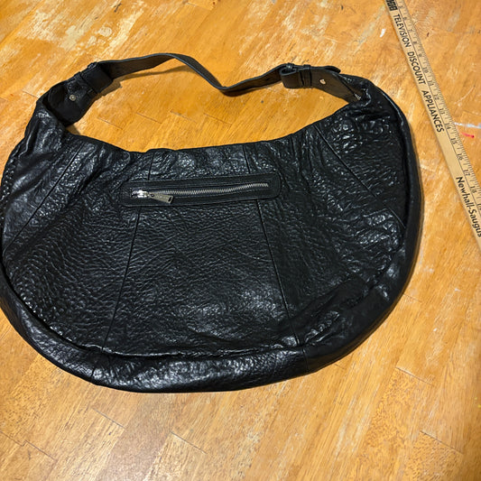 Me Char Black Leather Hobo Shoulder Bag Large Slouch Zip Purse Handbag Soft