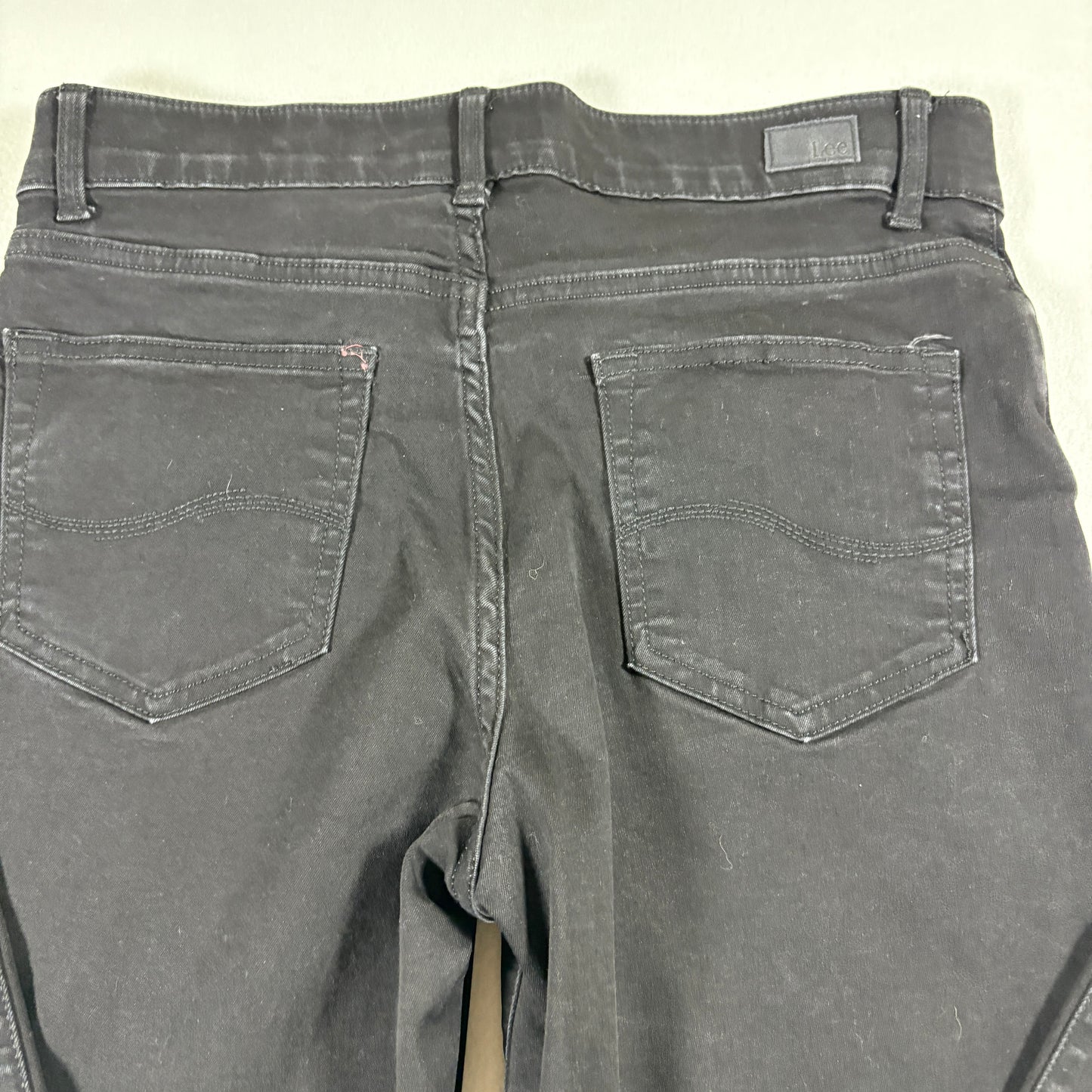 Lee Womens Black Straight Leg Jeans 8 Short Flex Motion Mid Rise Stretch