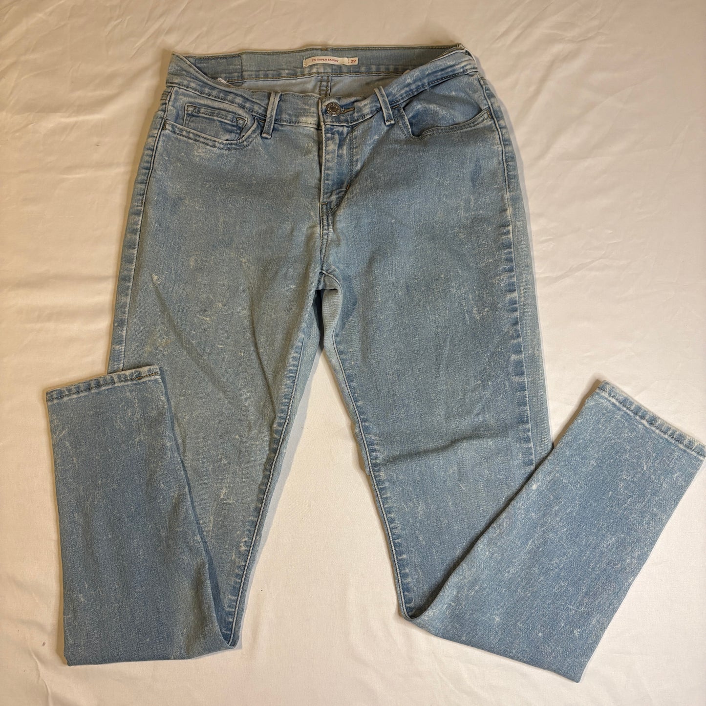 Levi’s 710 Super Skinny Jeans Womens 29 Light Wash Stretch Denim Mid Rise Faded