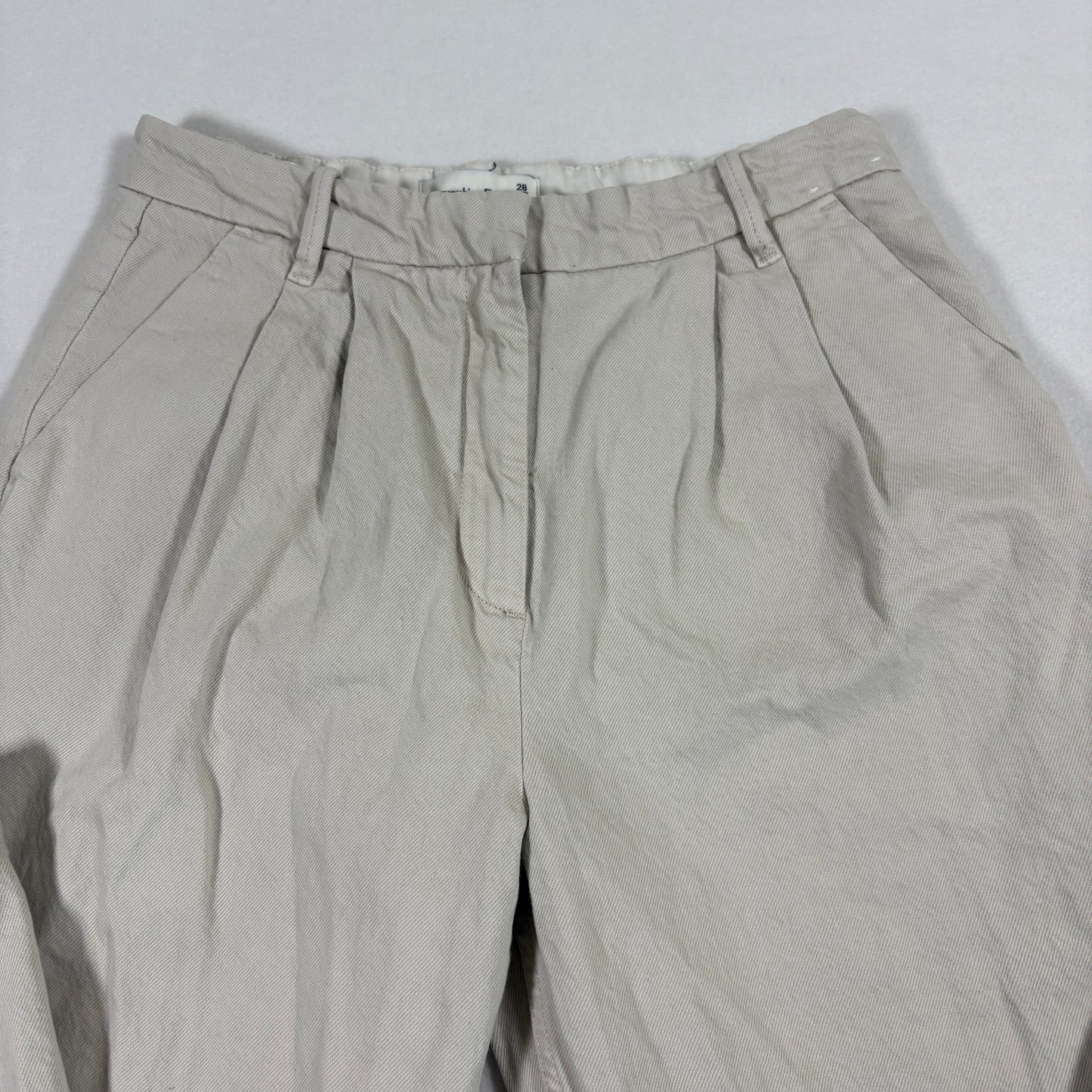 Abercrombie womens pants 6R 28 beige pleated chino straight khaki vintage Y2K