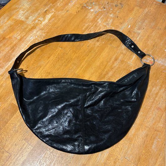 HOBO International Black Leather Crescent Hobo Shoulder Bag Purse Large NWOT