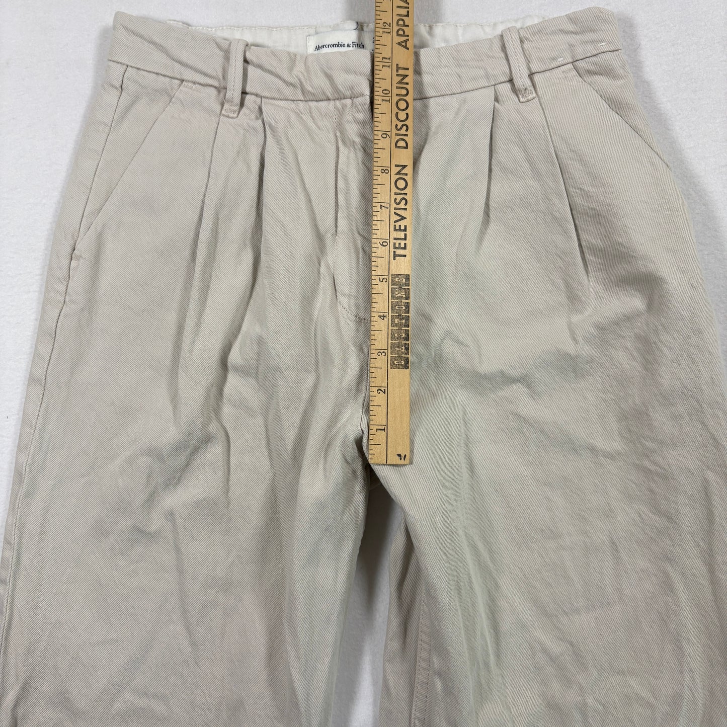 Abercrombie womens pants 6R 28 beige pleated chino straight khaki vintage Y2K