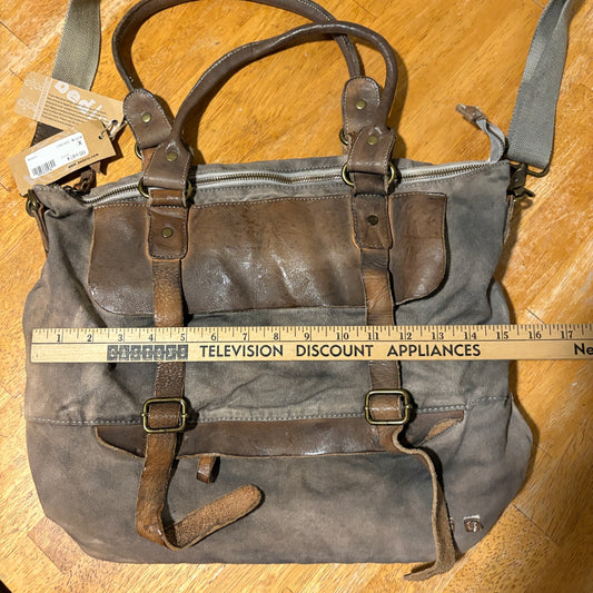 Bed|Stu Cascade Blue Wash Canvas Leather Tote Crossbody Bag NWT Large Boho