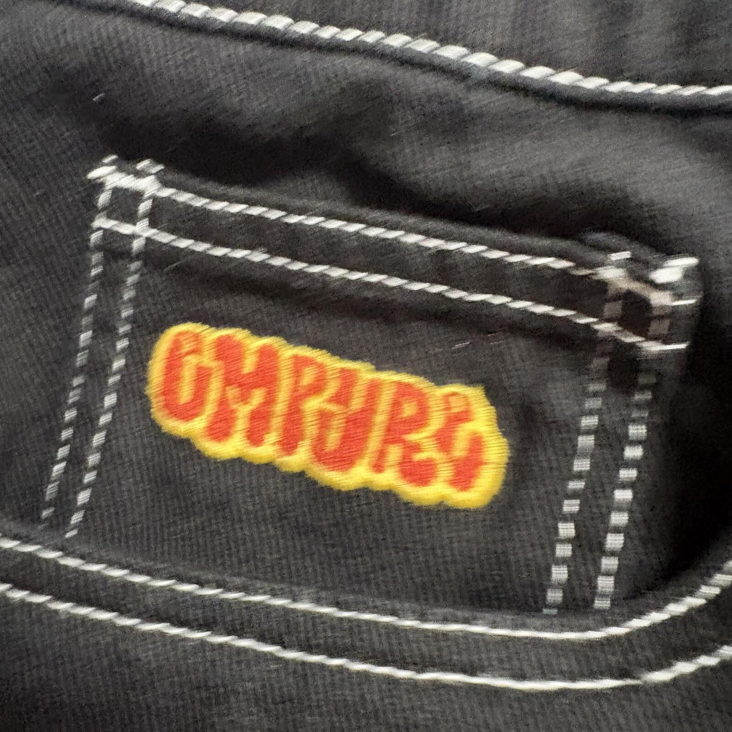 Empyre Relaxed Fit Skate Jeans Womens 28 Black Contrast Stitch Double Knee Cargo