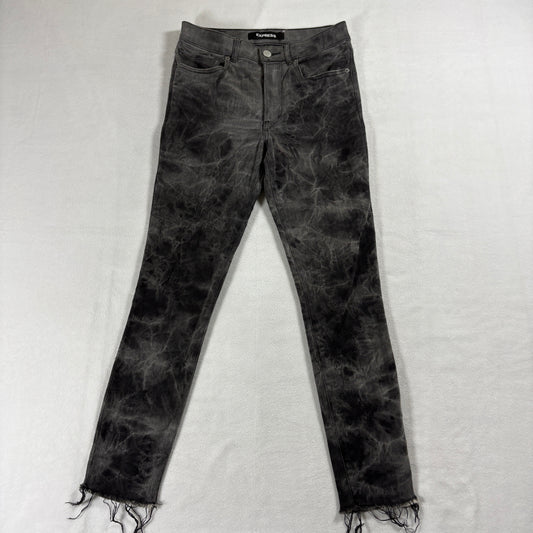 Express Womens 8R Mid Rise Skinny Gray Tie Dye Frayed Hem Jeans Stretch