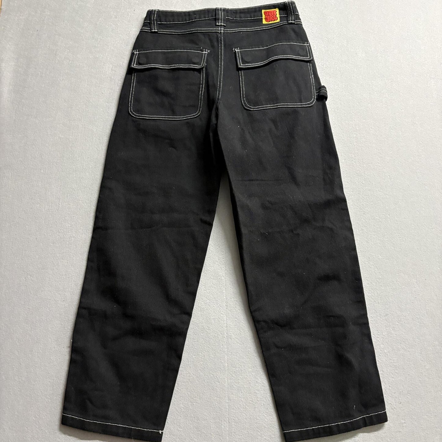 Empyre Relaxed Fit Skate Jeans Womens 28 Black Contrast Stitch Double Knee Cargo